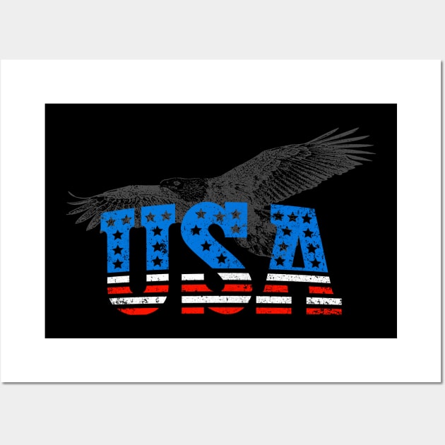 USA America Eagle Vintage Grunge Freedom Wall Art by Foxxy Merch